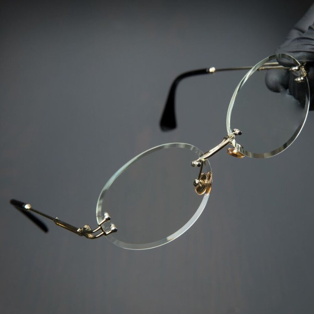 Men Hip Hop Sunglasses Oval Rimless‎ Clear Lens Diamond Cut Migos Quevo Shades